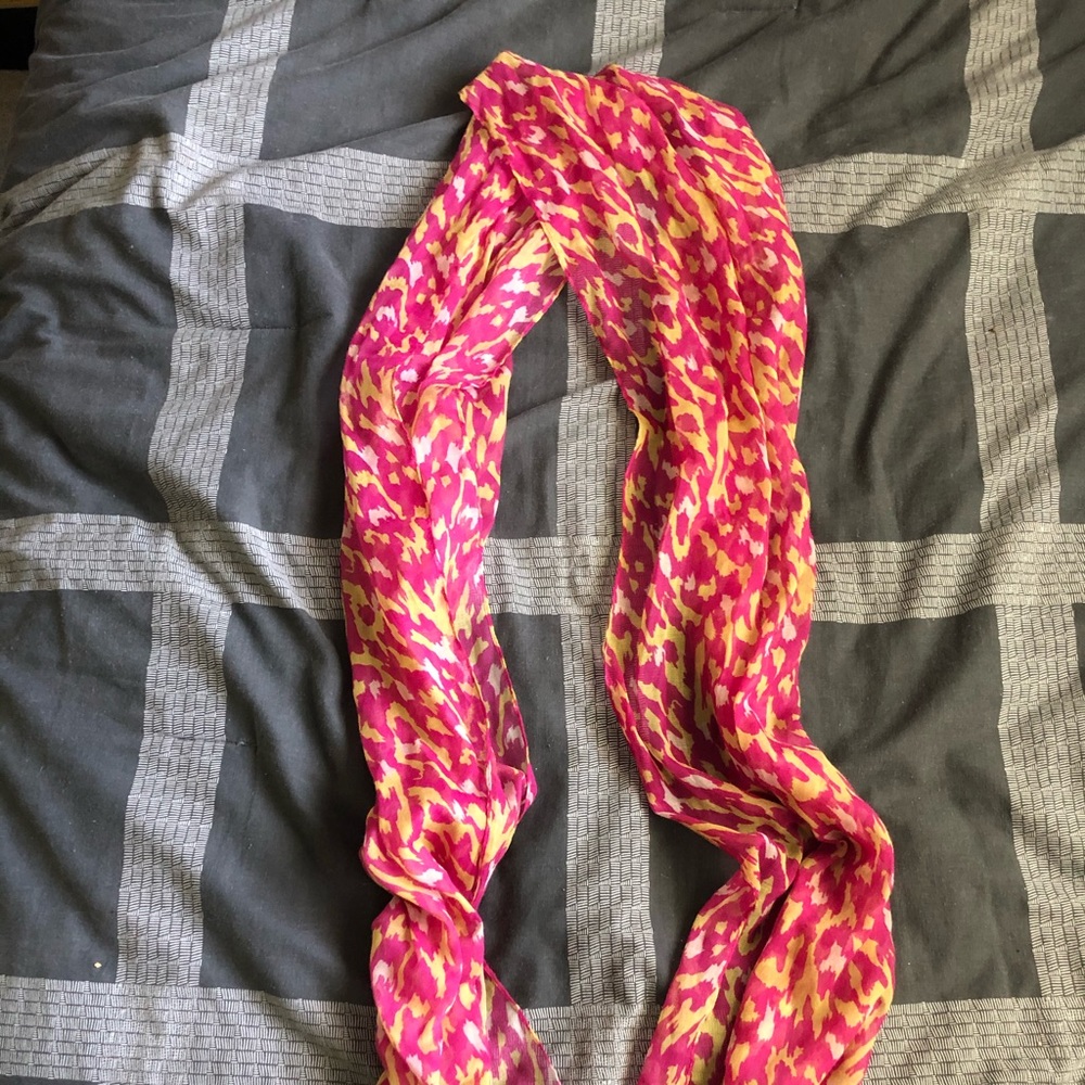 Pink & Yellow Leopard Print Scarf